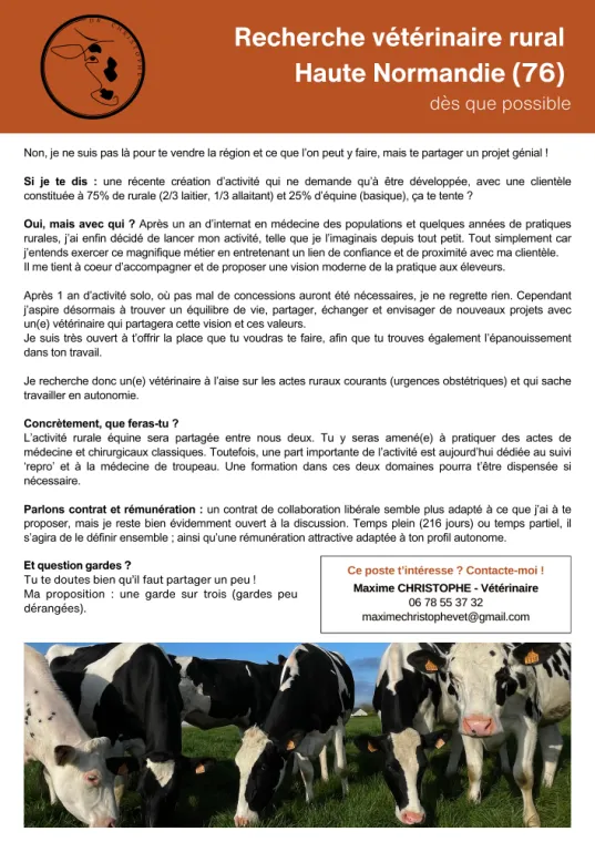 Recherche un assistant vétérinaire, Yerville, Maxime Christophe Vétérinaire